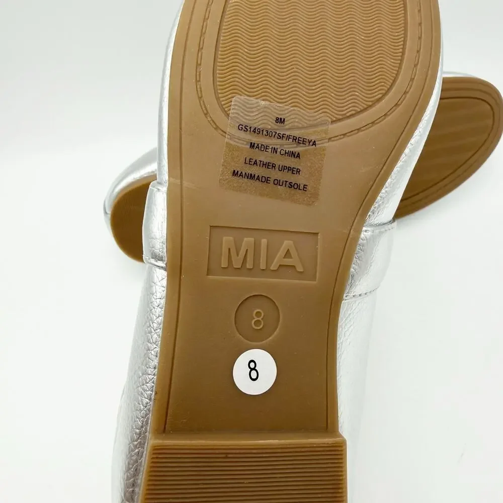 MIA Womens Uliana Ballet Flats Size 8 M EU 38.5 Silver Leather NWOB